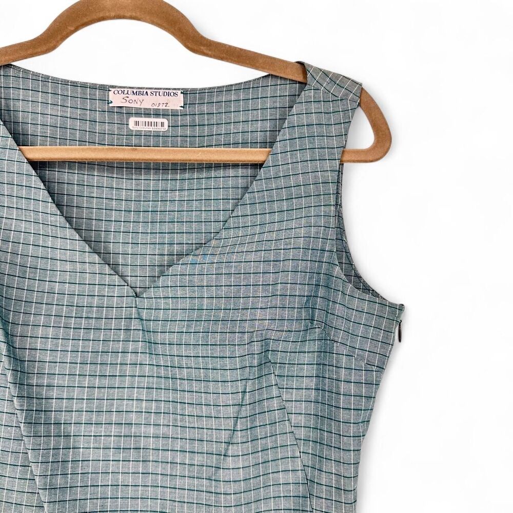 Columbia Studio 1963 Plaid Pleated Studio Wardrobe Dress Teal Grid Midi Size S - Picture 3 of 8